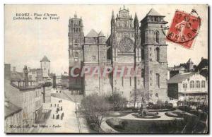 Old Postcard Rodez Place d & # 39Armes Cathedrade Rue Terral