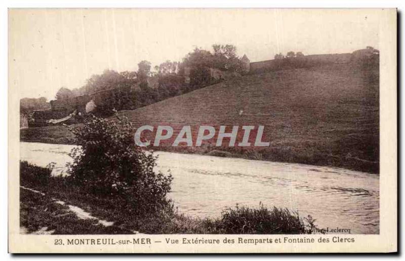 Old Postcard Montreuil sue Sea Exterior View of the ramparts and Fountain of ...