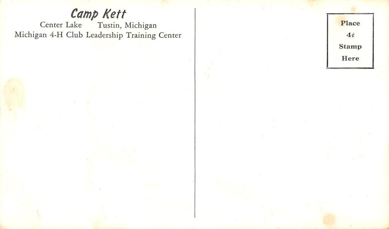 Tustin Michigan Camp Kett, Main Building, B/W Photo Print Vintage Postcard U9593