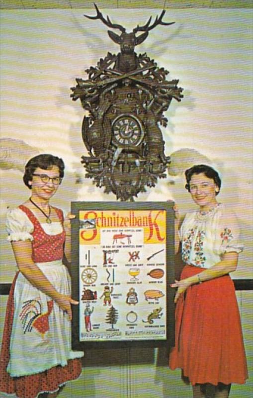 Michigan Frankenmuth Bavarian Inn Hand Carved Cuckoo Clock & Schnitzelbank So...