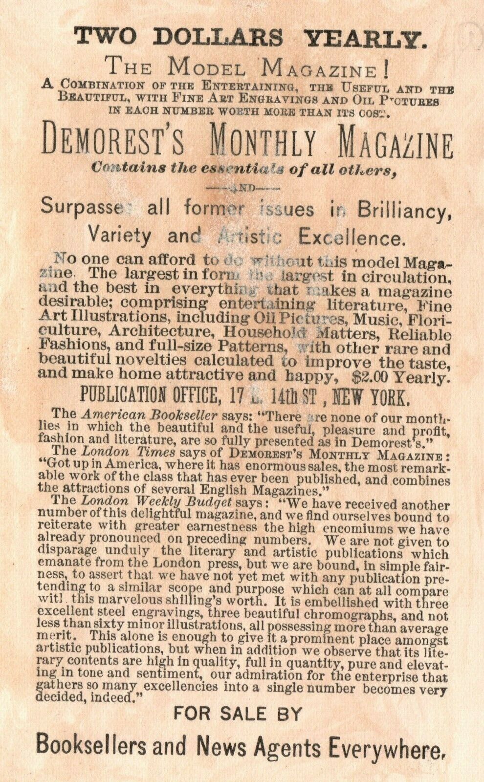 1880s-90s The Model Magazine Demorest's Monthly Reliable Patterns ...