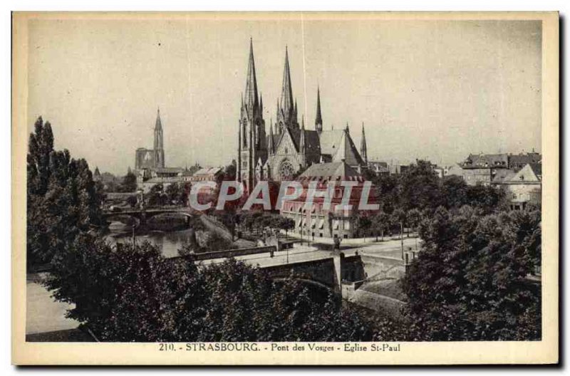 Old Postcard Strassburg Church St Paul Pont des Vosges