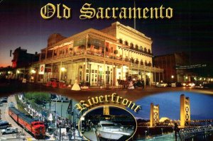 CONTINENTAL SIZE POSTCARD OLD SACRAMENTO RIVERFRONT