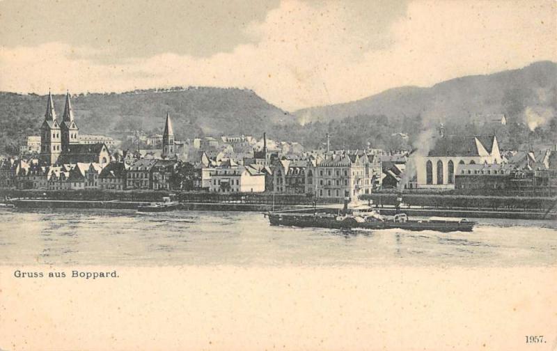Boppard Germany View From River Steam Boat Antique Postcard K17176