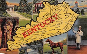 Kentucky USA Maps 1952 