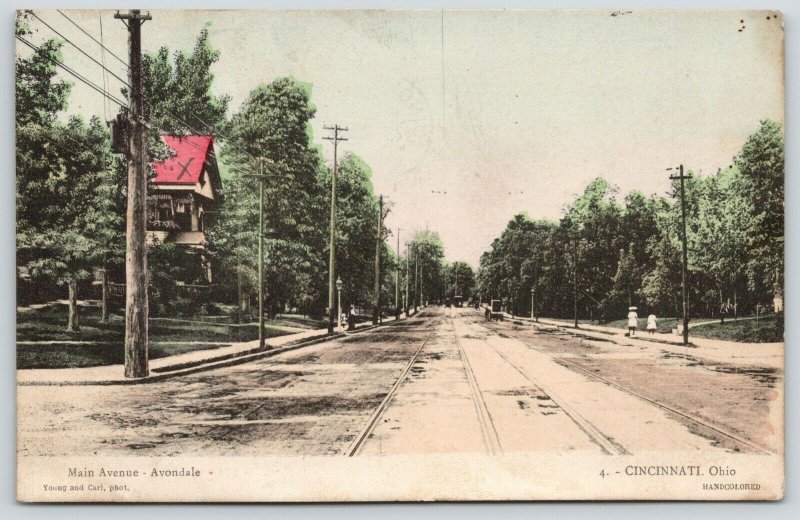 Cincinnati Ohio~Avondale Main Avenue~Work on Cars~Room at X~1911 Handcolored PC