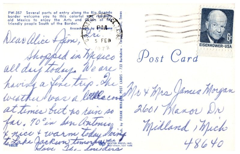 1973 Mexico Ceramic Artisan Craft Eisenhower Stamp Vintage Postcard