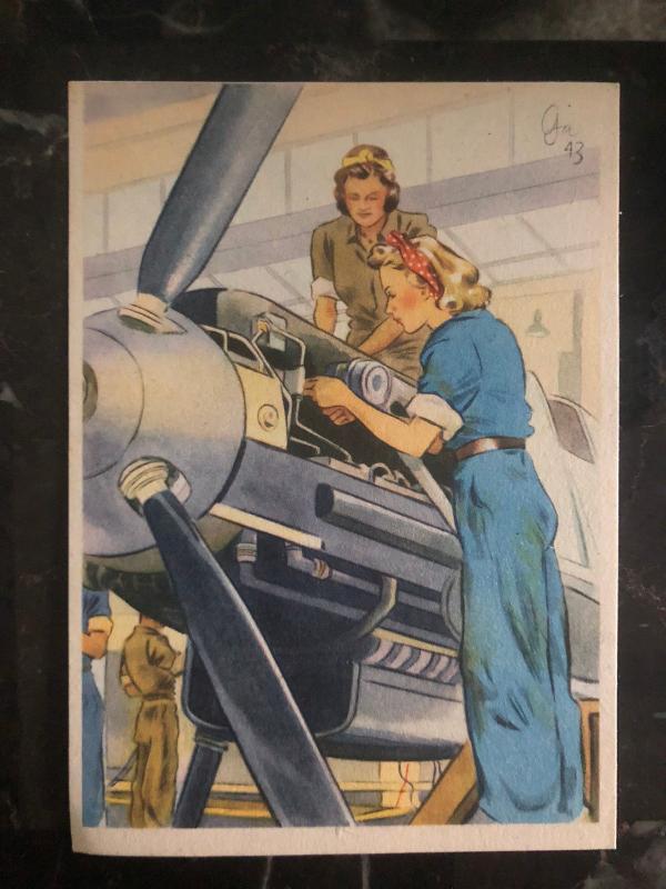 Mint WW2 Postcard Germany Women at War Series making Fighter Planes ME 109