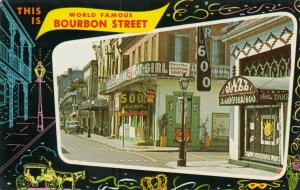 NEW ORLEANS, Louisiana, 1940-60s; World Famous Bourbon Street