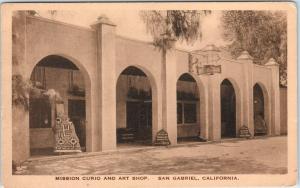 SAN GABRIEL, CA California   MISSION CURIO & Art Shop  c1920s Albertype Postcard