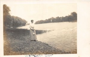 G18/ Wabash River Indiana RPPC Postcard Woman c1910 Kresge Cleveland