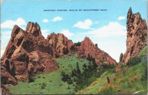 USA Montana Canyon Walls Of Sculptured Rock Linen Postcard 09.24