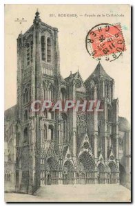 Old Postcard Bourges Facade of the Cathedral