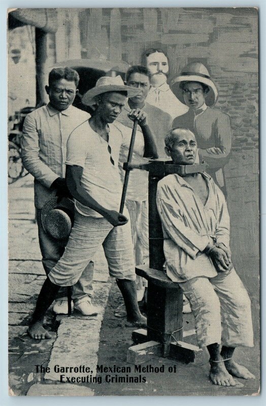  Postcard Mexico Garrotte Mexican Execution Method Death Sentence c1917 T3