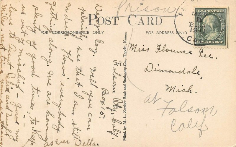 LP61 Folsom Prison  California Postcard RPPC Guard Post