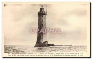 Old Postcard The Lighthouse d & # 39Olonne Sands Lighthouse open ocean barges