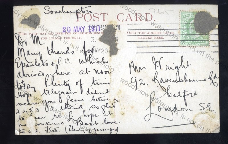 UC265 - Union Castle Liner - Dover Castle - postcard