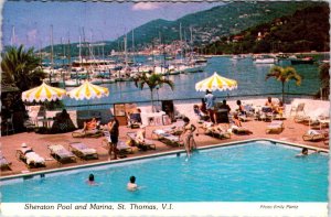 St Thomas, US Virgin Islands SHERATON HOTEL POOL & MARINA~Boats 4X6 Postcard