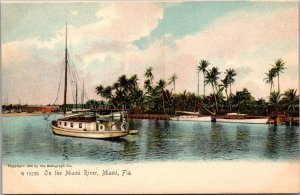 Postcard Boats on the Miami River in Miami, Florida