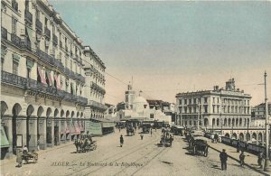 Algeria North Africa Republic Boulevard hand colored C-1910 Postcard 24-7770