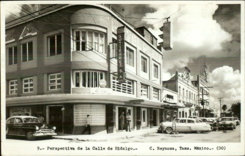 C. Reynosa Tams Mexico Calle de Hidalgo 1940s-50s Real Photo Postcard 