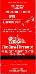 Vintage Matchbook Cover Baja Cantina Cisero's Restaurant Park City, Utah MB176