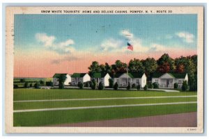 1945 US Flag, Snow White Tourists Home Pompey New York NY Vintage Postcard 