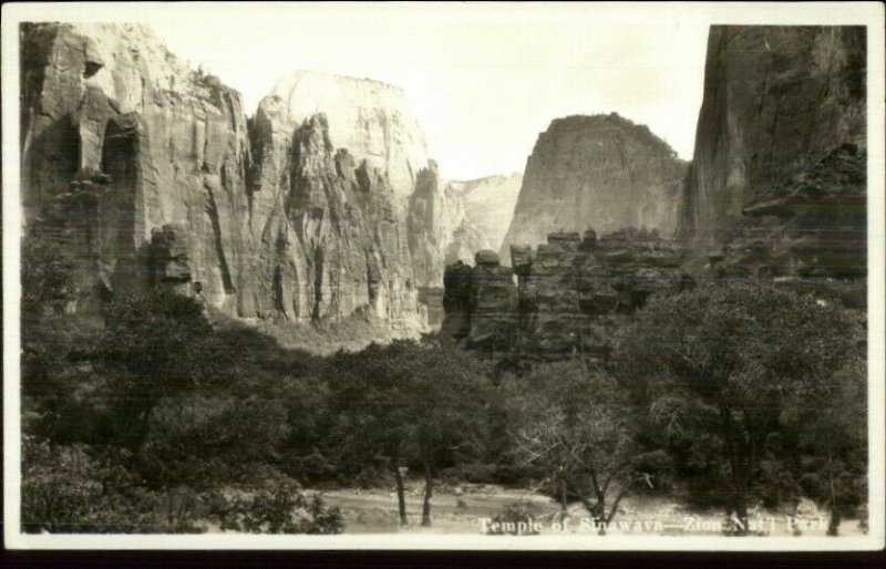 Zion National Park Temple of Sinawaya Rock Formation Real Photo Postcard