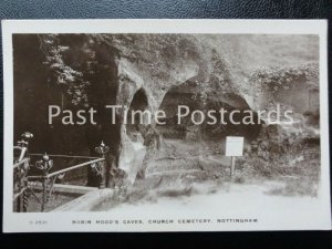 Nottingham ROBIN HOODS CAVE Church Cemetery - Old RP Postcard by Kingsway S2531