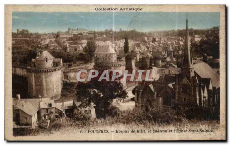 Old Postcard Fougeres Hospice and I Rille Chateau Saint Sulpice Church