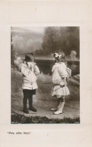 Diabolo children game vintage real photo postcards 