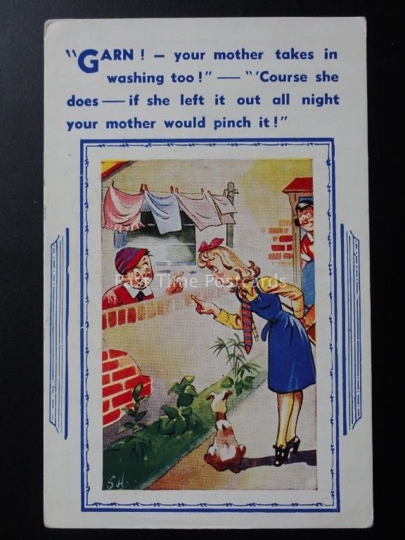 Clothes Washing Theme GARN! YOUR MOTHER TAKES IN WASHING TOO! Comic Postcard