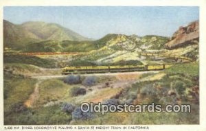HP Locomotive Pulling A Santa Fe Train In CA, CA USA Trains, Railroads Unused...