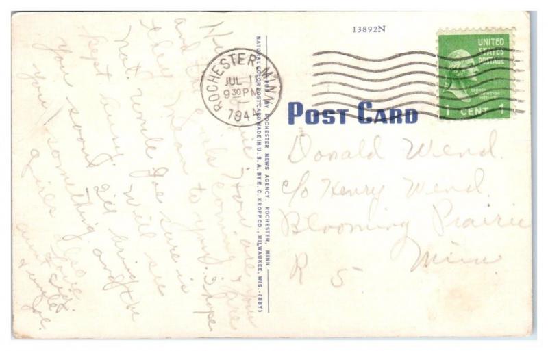 1944 Kamp Kahler, Rochester, MN Postcard