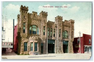 1915 Police Station Building Bicycle Galva Sioux City Iowa IA Antique Postcard