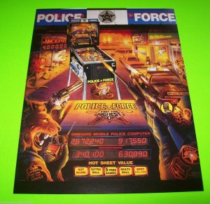Police Force Pinball FLYER Original Unused  1989 Promo Artwork Cops Robbers