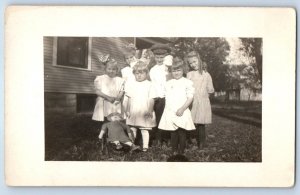 c1910's Children Doll Stroller Toy House Scene RPPC Photo Antique Postcard