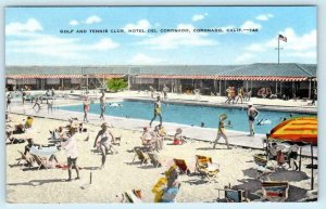 CORONADO, California HOTEL DEL CORONADO Golf and Tennis Club Pool 1940s Postcard