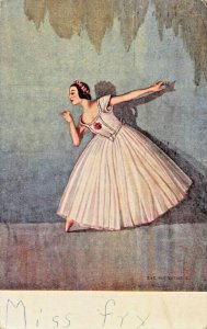 TAMARA TOUMANOVA-LES SYLPHIDES-PICTURES FROM BALLET-E M S GUTHRIE ART POSTCARD