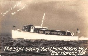 Bar Harbor Maine Sight Seeing Yacht Frenchmans Bay Real Photo Postcard AA33871