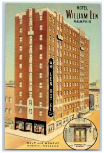 c1940's Hotel William Len Building Scene Street Memphis Tennessee TN Postcard