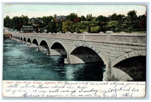 1906 John Street Bridge River Lake Exterior Appleton Wisconsin Vintage Postcard