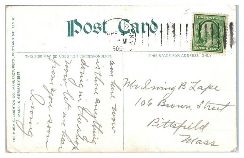 1909 Railroad Station Train Depot and Foquet House, Plattsburgh, NY Postcard