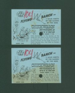 (2) Flying W Ranch 2 Miles North Garden Of Gods CO Chuckwagon Supper Tickets