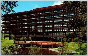 Postcard Moline Illinois IL John Deere & Company Admin Center 1960s Chrome View