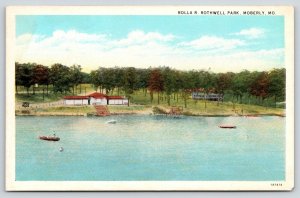 Moberly Missouri~Rolla R Rothwell Park~Bath House Pavilion~Beach~Boat Dock~1931