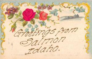 Salmon Idaho Flower Greeting Antique Postcard K83990