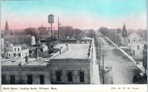 WILLMAR, MN Minnesota   6th St  BIRDSEYE VIEW/ Street Scene    c1910s   Postcard