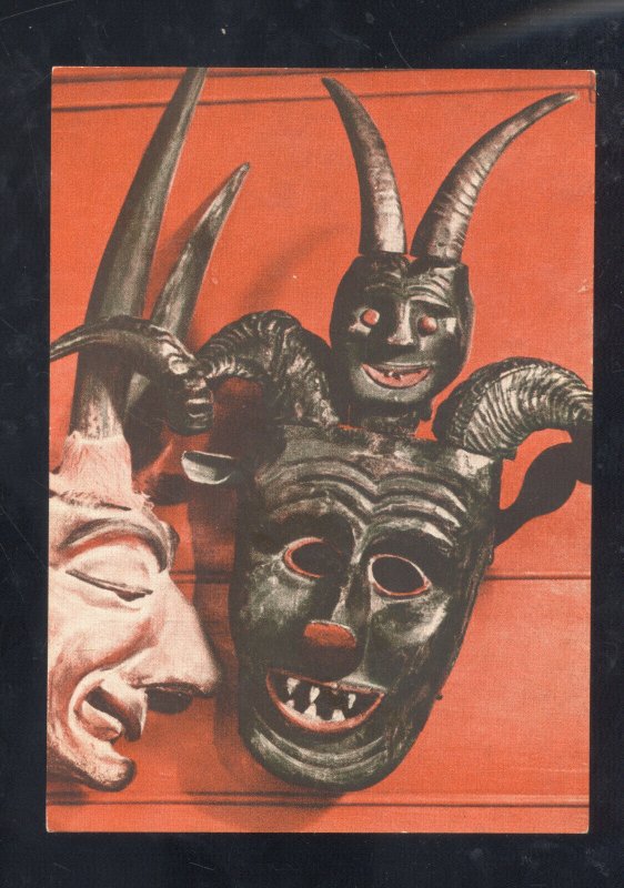 LUCERNE SWITZERLAND MASKENKELLER SWISS WOODEN MASKS ADVERTISING POSTCARD