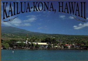 CONTINENTAL SIZE POSTCARD WIDE PANORAMA OF KAILUA-KONA HAWAII